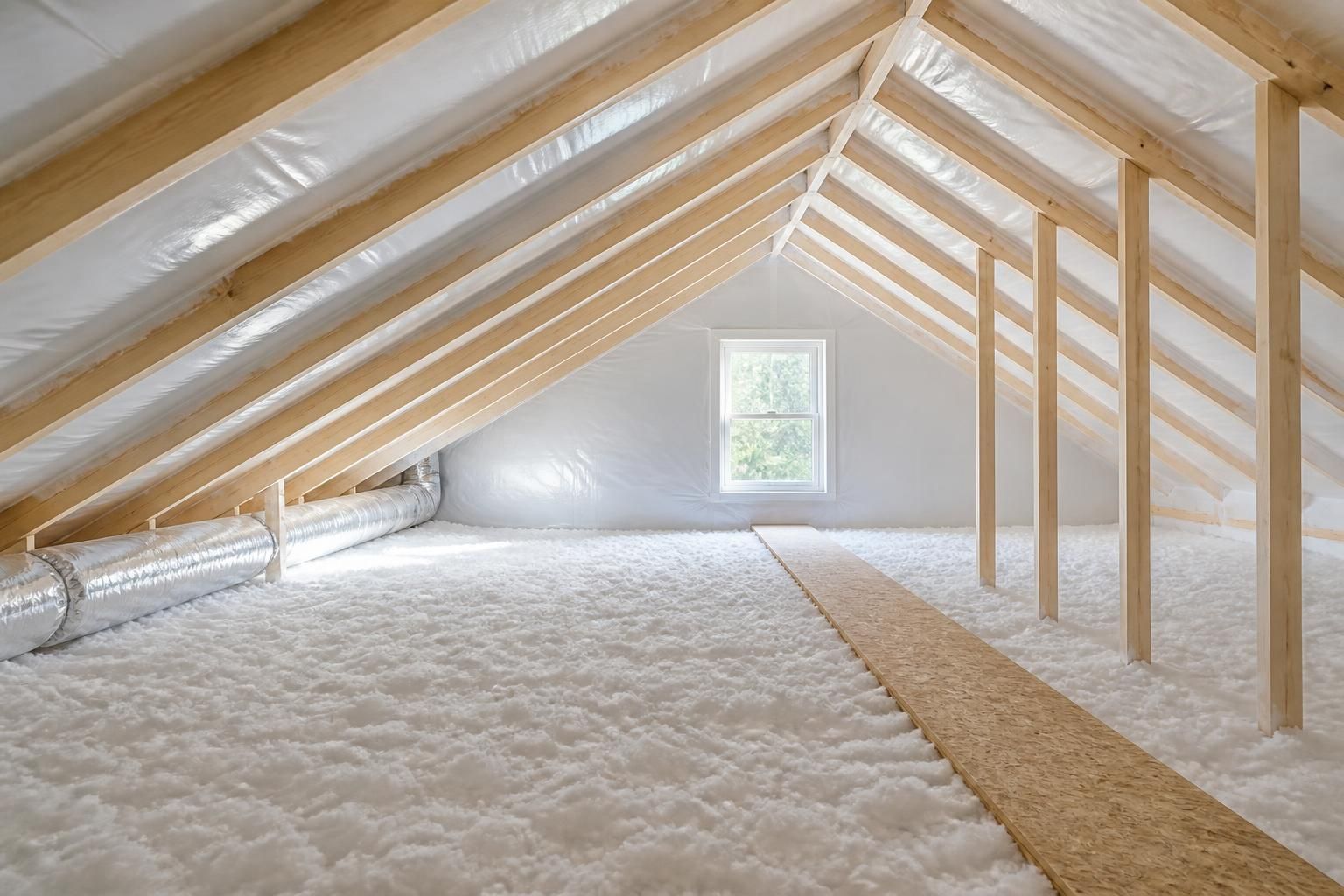 Finished attic encapsulation with bright sealed surfaces