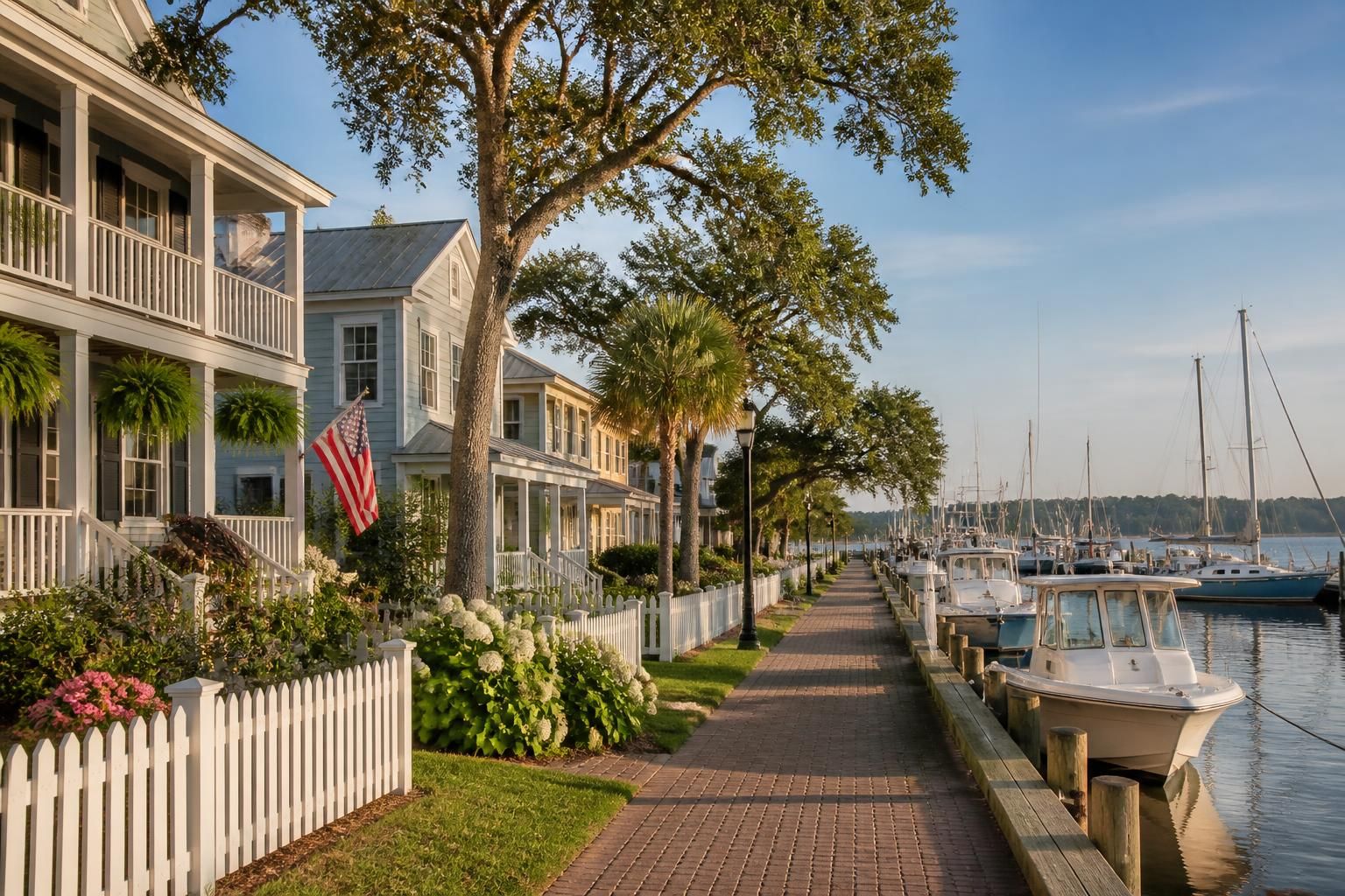 Charming waterfront homes and marina views in Southport
